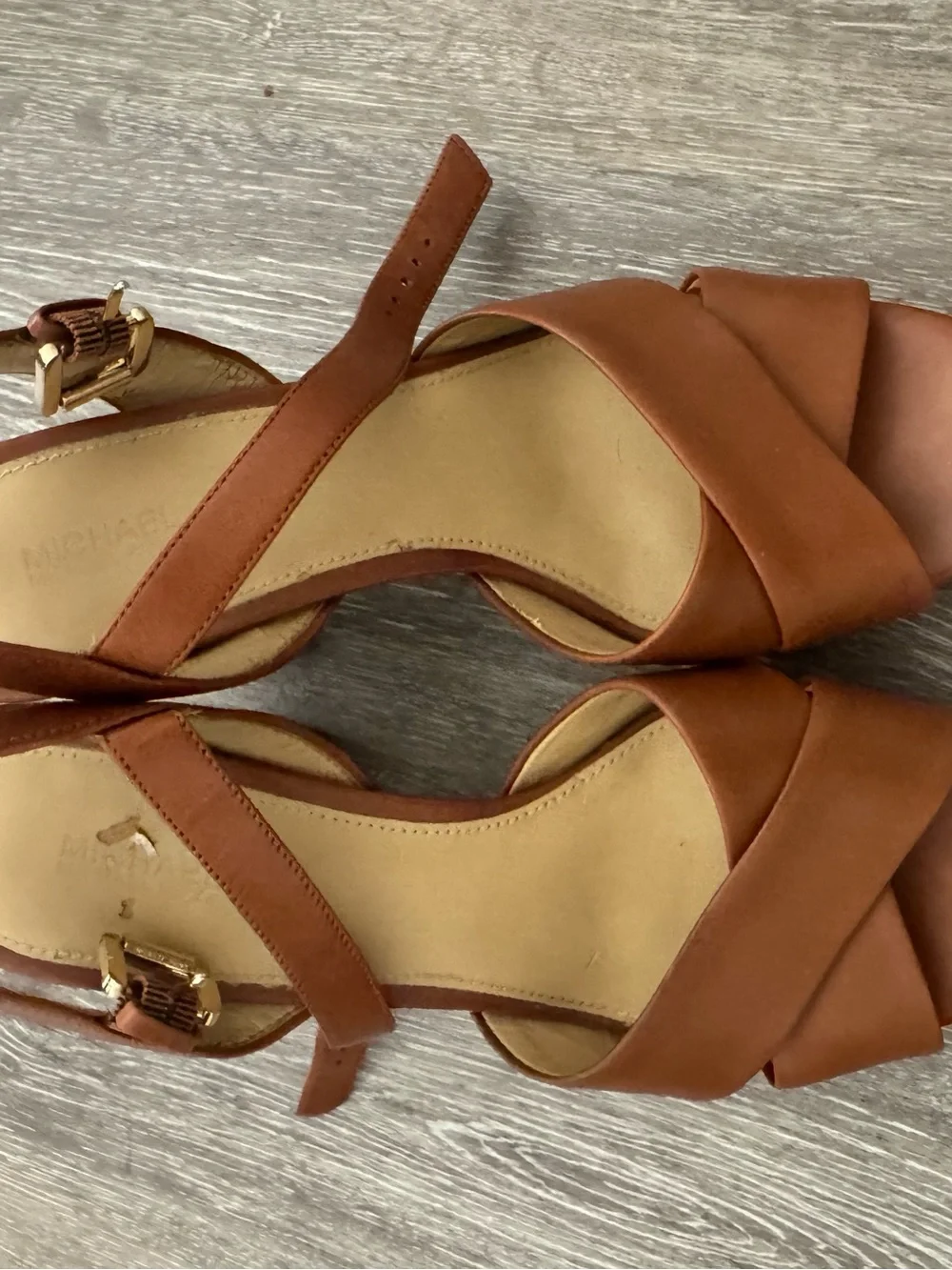MICHAEL Michael Kors Tan Brown Platform Block Heel Sandals